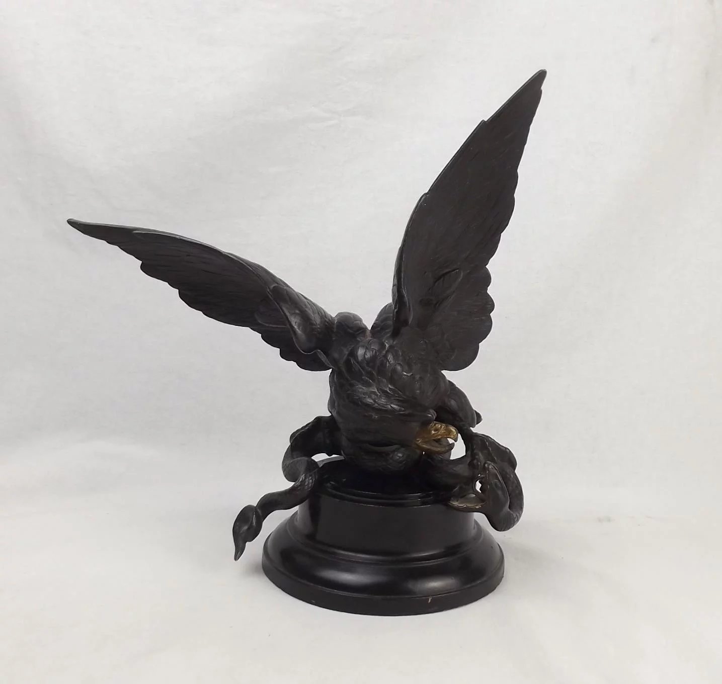Late Victorian Antoine-Louis Barye Style Bronze Eagle & Snake Sculpture