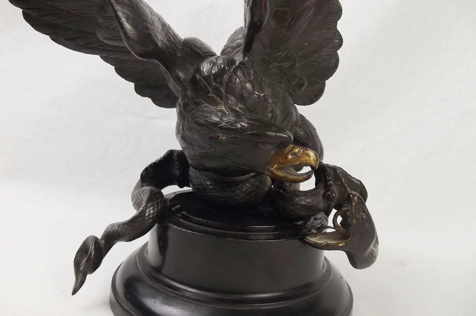 Late Victorian Antoine-Louis Barye Style Bronze Eagle & Snake Sculpture - Image 2
