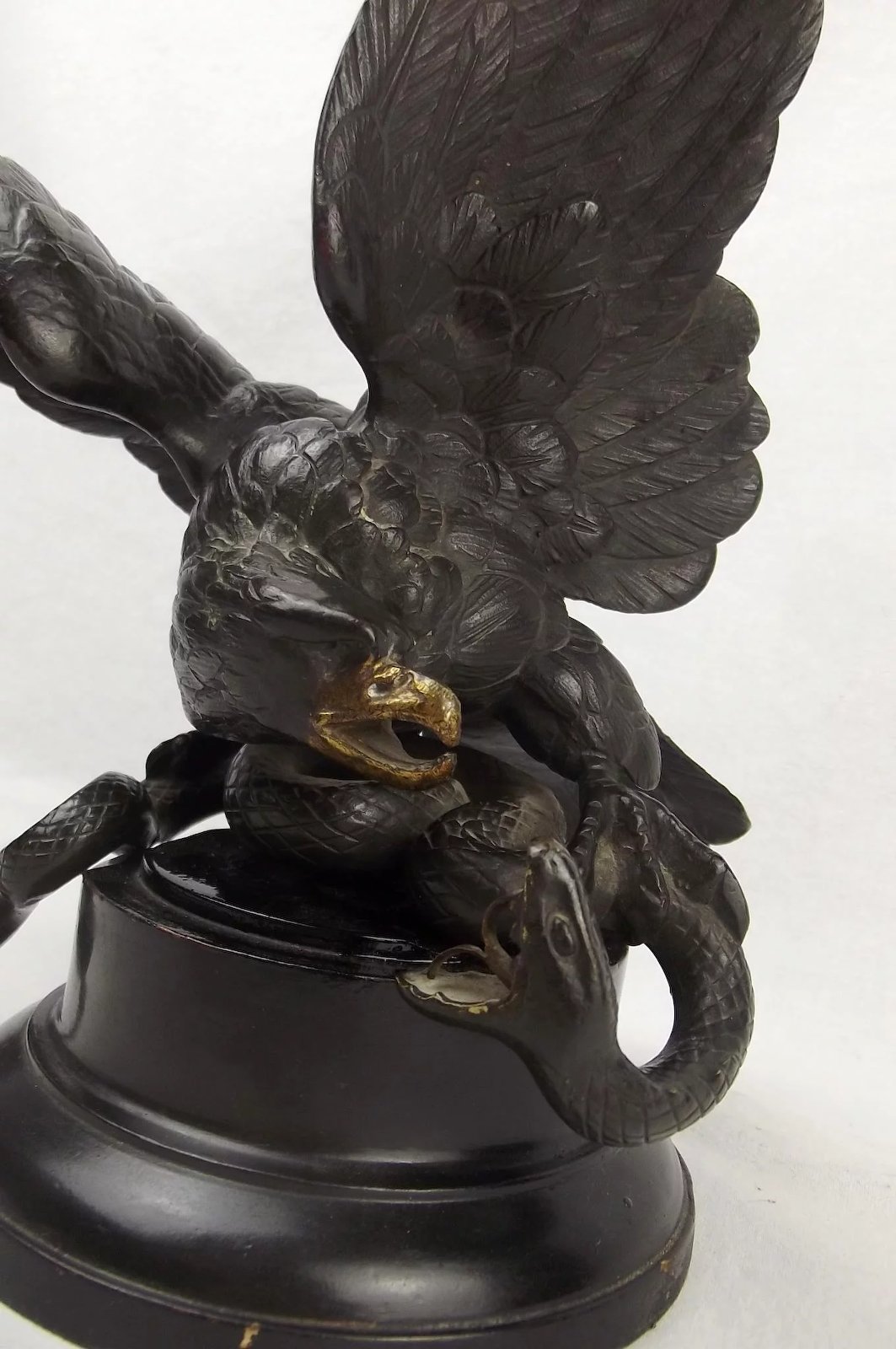 Late Victorian Antoine-Louis Barye Style Bronze Eagle & Snake Sculpture - Image 6
