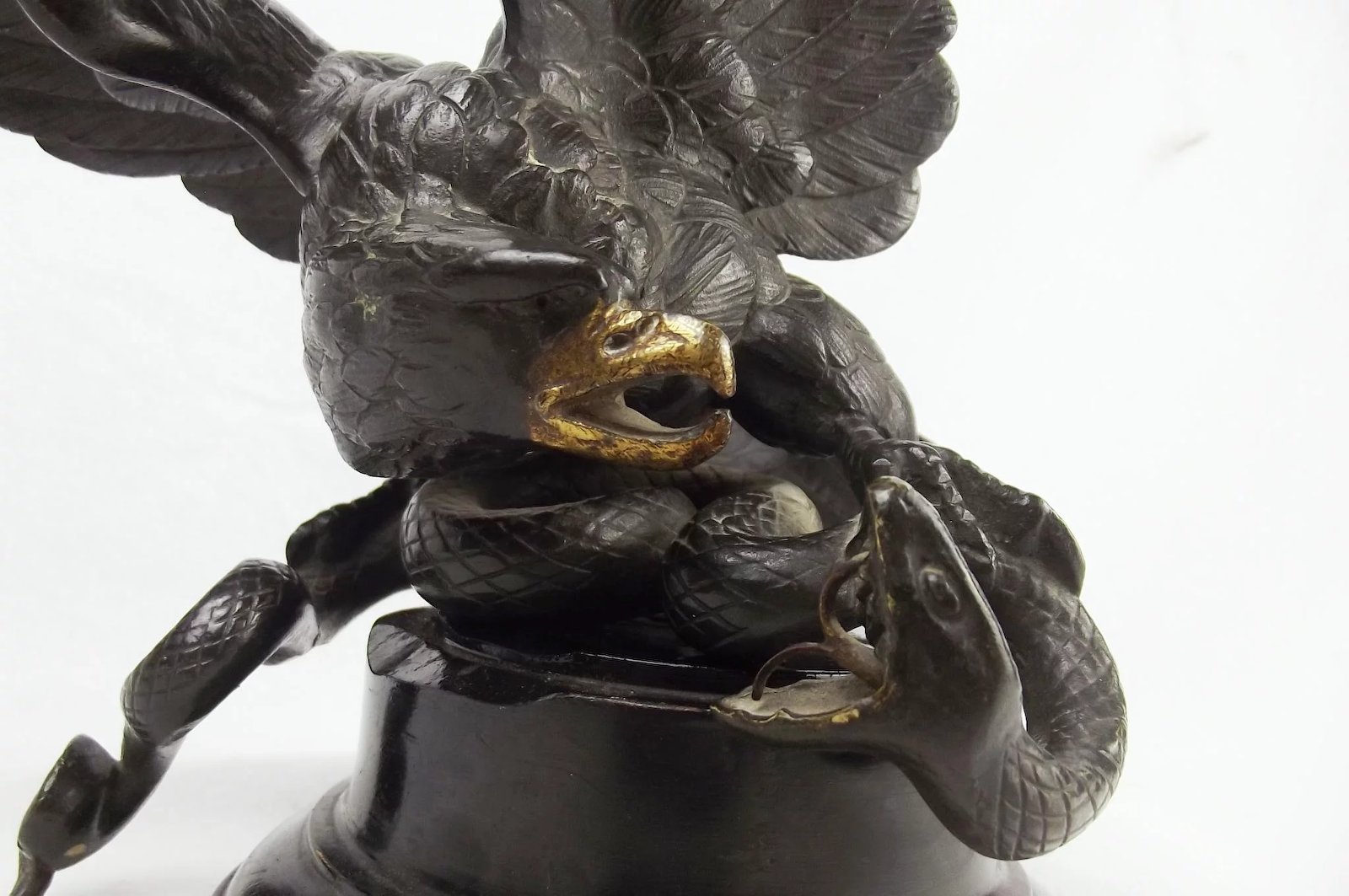 Late Victorian Antoine-Louis Barye Style Bronze Eagle & Snake Sculpture - Image 8