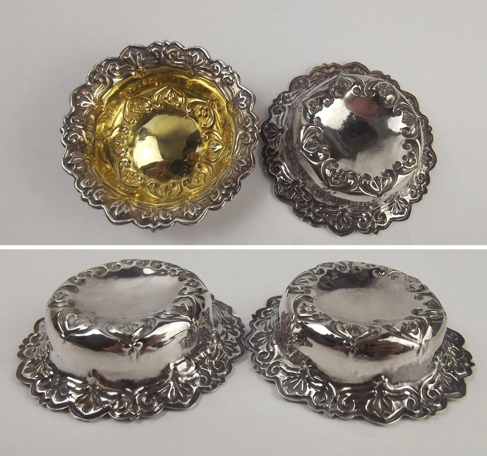 A Late Victorian Cased Four Piece Silver-Gilt Salt Set c1898/9 - Image 4