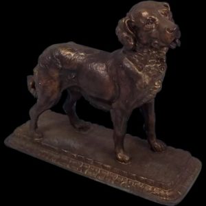 Late Victorian Gold Finish Spelter Figure of a Standing Hound