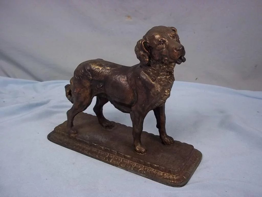 Late Victorian Gold Finish Spelter Figure of a Standing Hound - Image 2