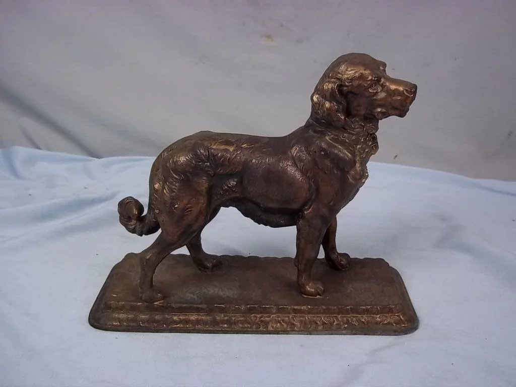 Late Victorian Gold Finish Spelter Figure of a Standing Hound - Image 3