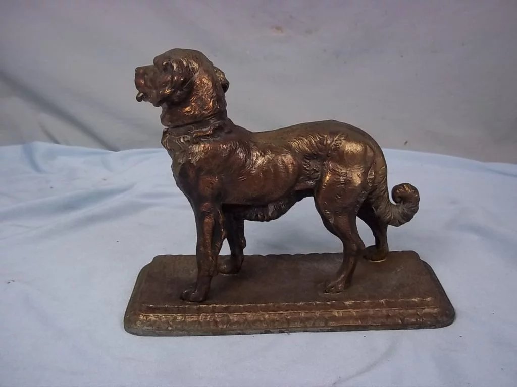 Late Victorian Gold Finish Spelter Figure of a Standing Hound - Image 5