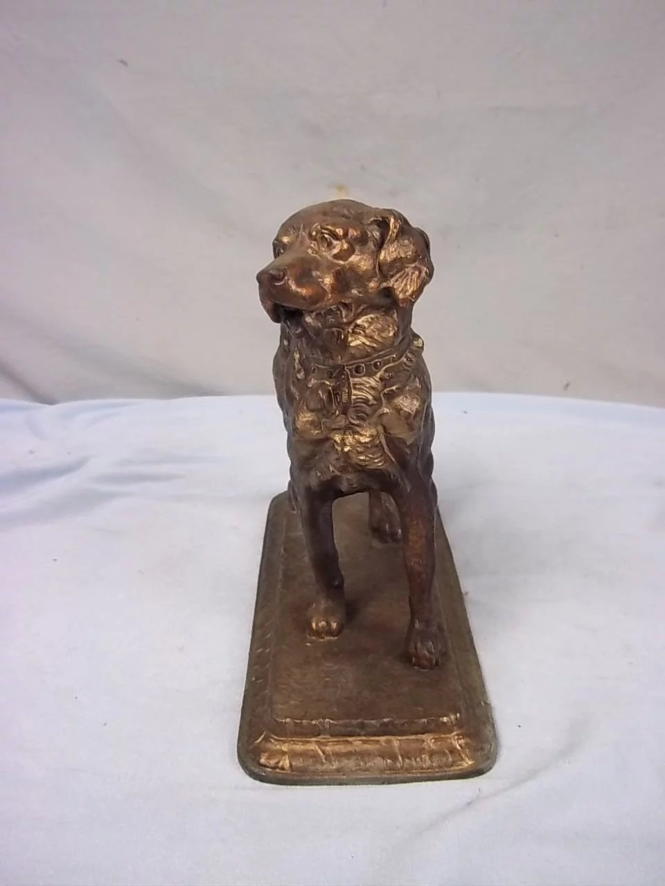 Late Victorian Gold Finish Spelter Figure of a Standing Hound - Image 6