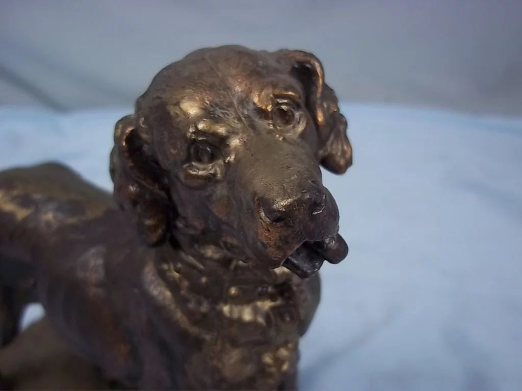 Late Victorian Gold Finish Spelter Figure of a Standing Hound - Image 9