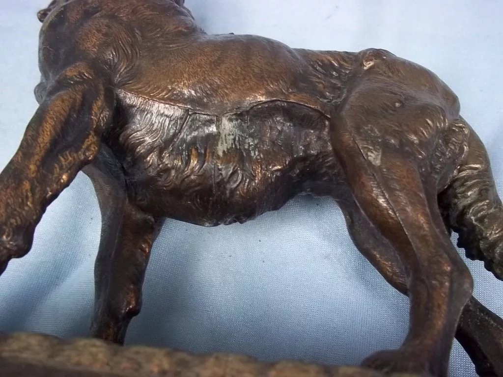 Late Victorian Gold Finish Spelter Figure of a Standing Hound - Image 10