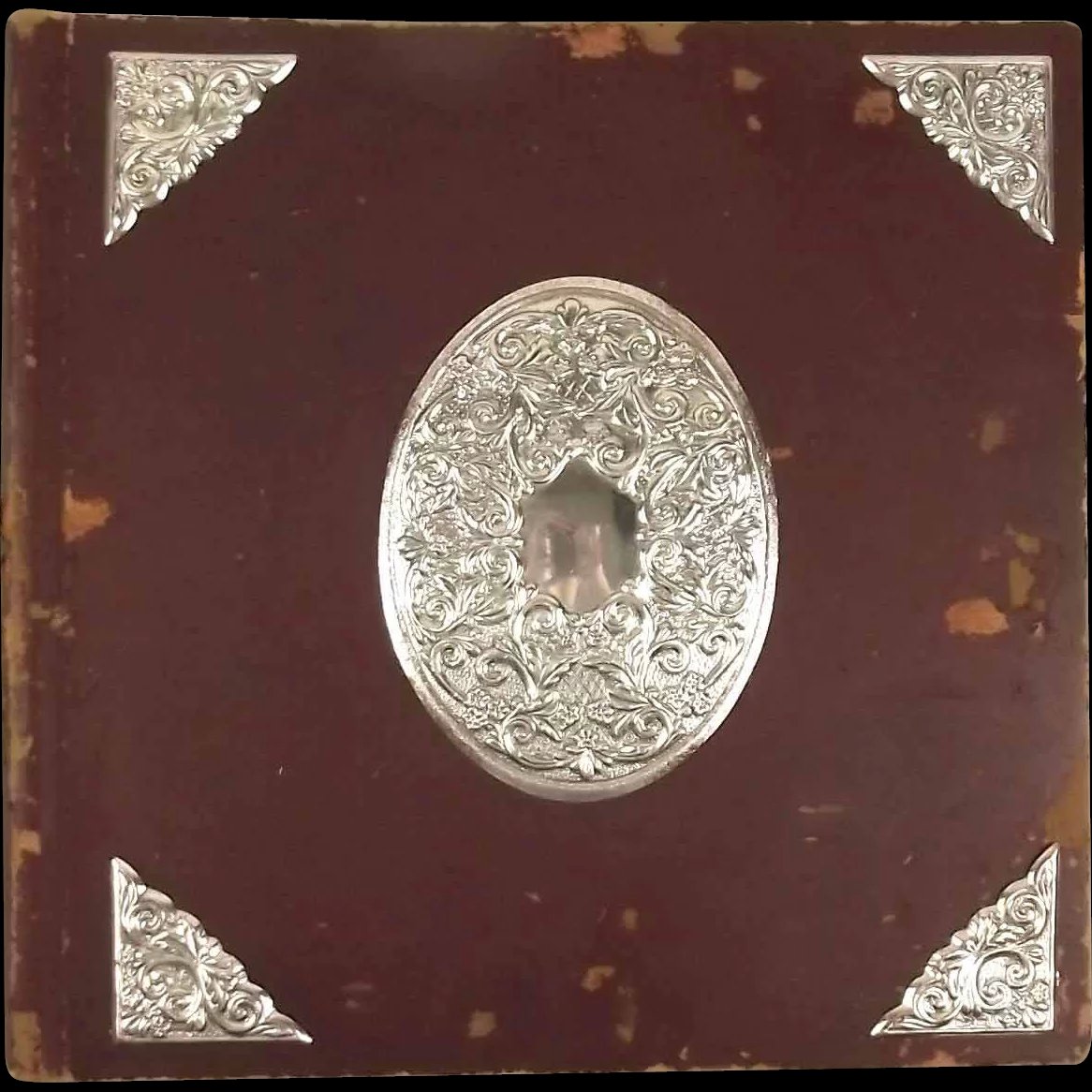 Late Victorian Unused Antique Photo Album With Silver Decor