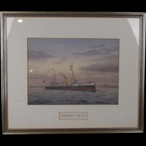 Late Victorian Watercolour Of HMS Barracouta By George P.C. Gray