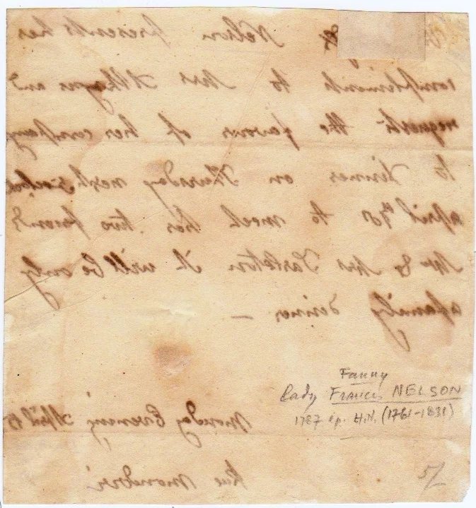 Letter By Admiral Lord Nelson's Wife Francis Circa 1820 - Image 3