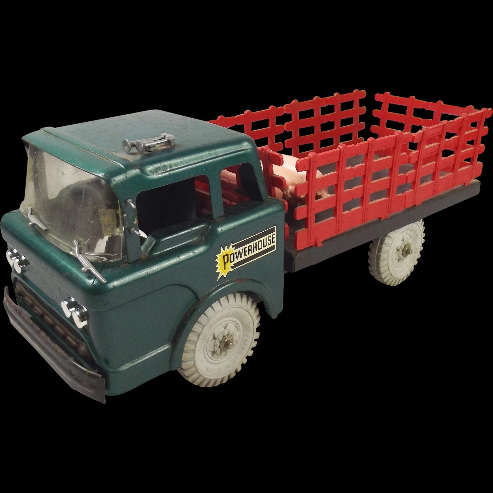 Louis Marx Pressed Steel Livestock Lorry And 3 Pigs