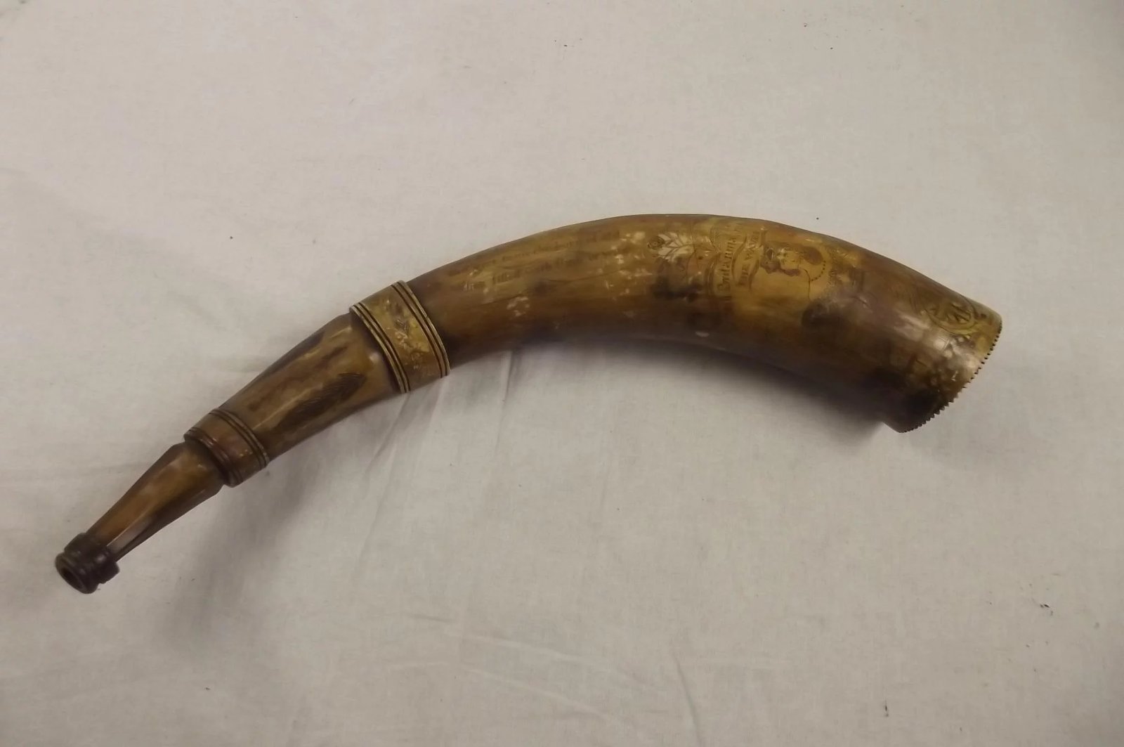 Mid 19th Century Carved Scottish Powder Horn Flask - Image 2