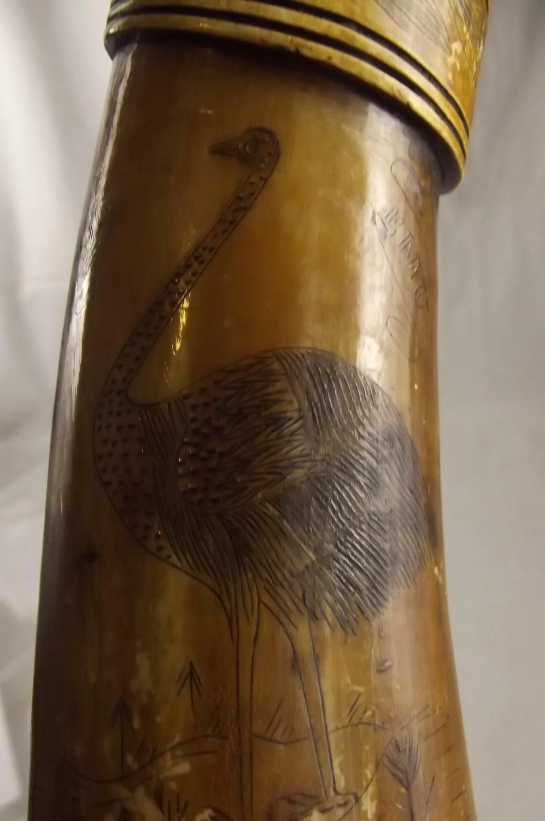 Mid 19th Century Carved Scottish Powder Horn Flask - Image 7