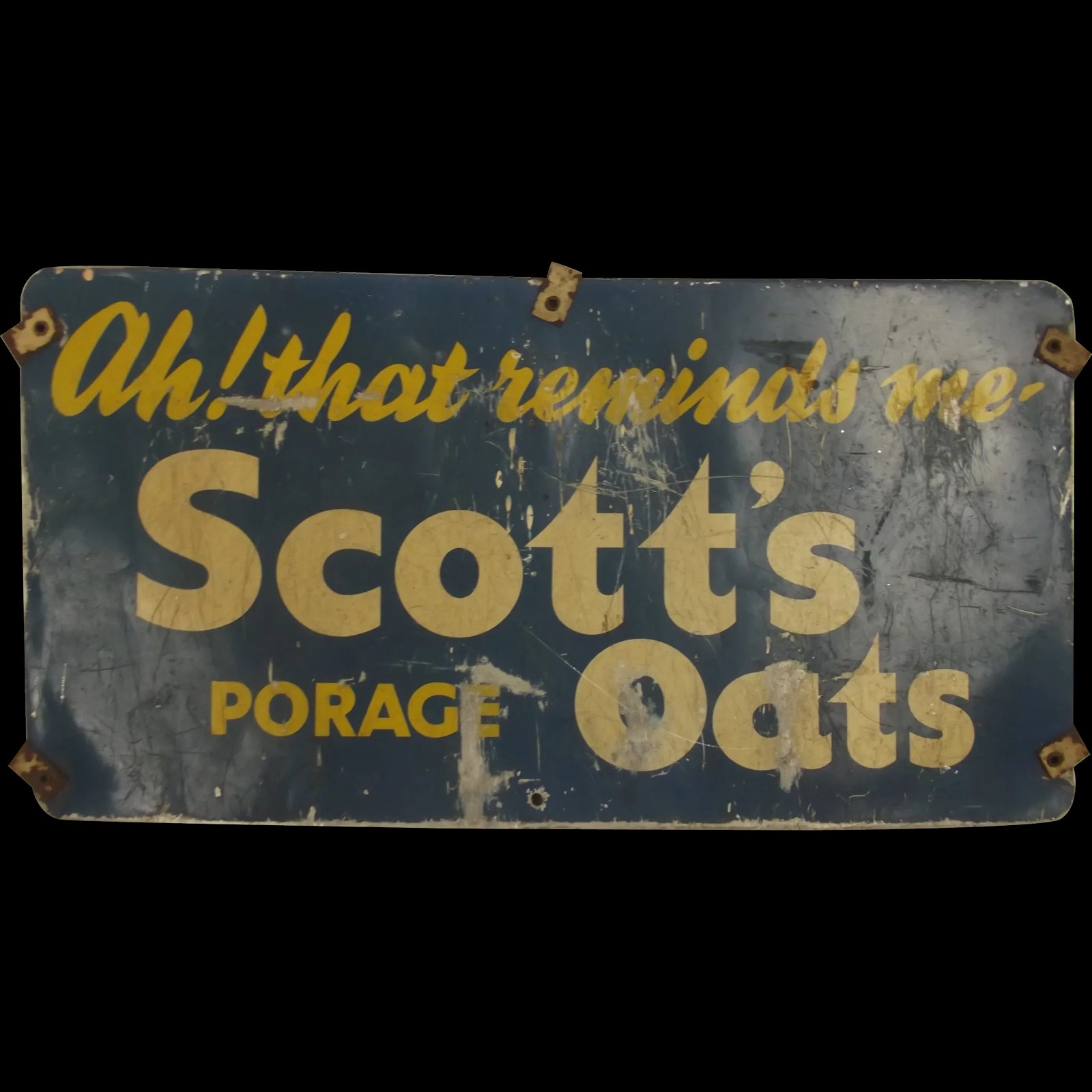 Mid 20th Century Original Vintage Scotts Porridge Oats Double Sided Advertising Tin Sign