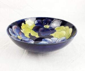 Moorcroft Clematis Pattern Pedestal Bowl With Queen Mary Label