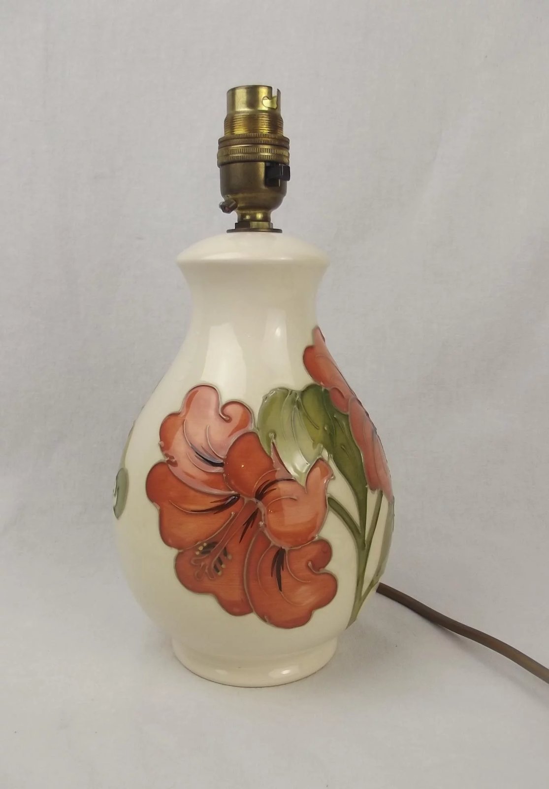 Moorcroft Hibiscus Pattern Ceramic Lamp Base - Image 3