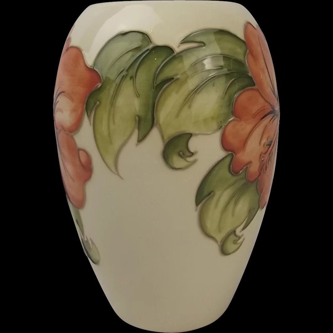 Moorcroft Hibiscus Pattern Ceramic Vase
