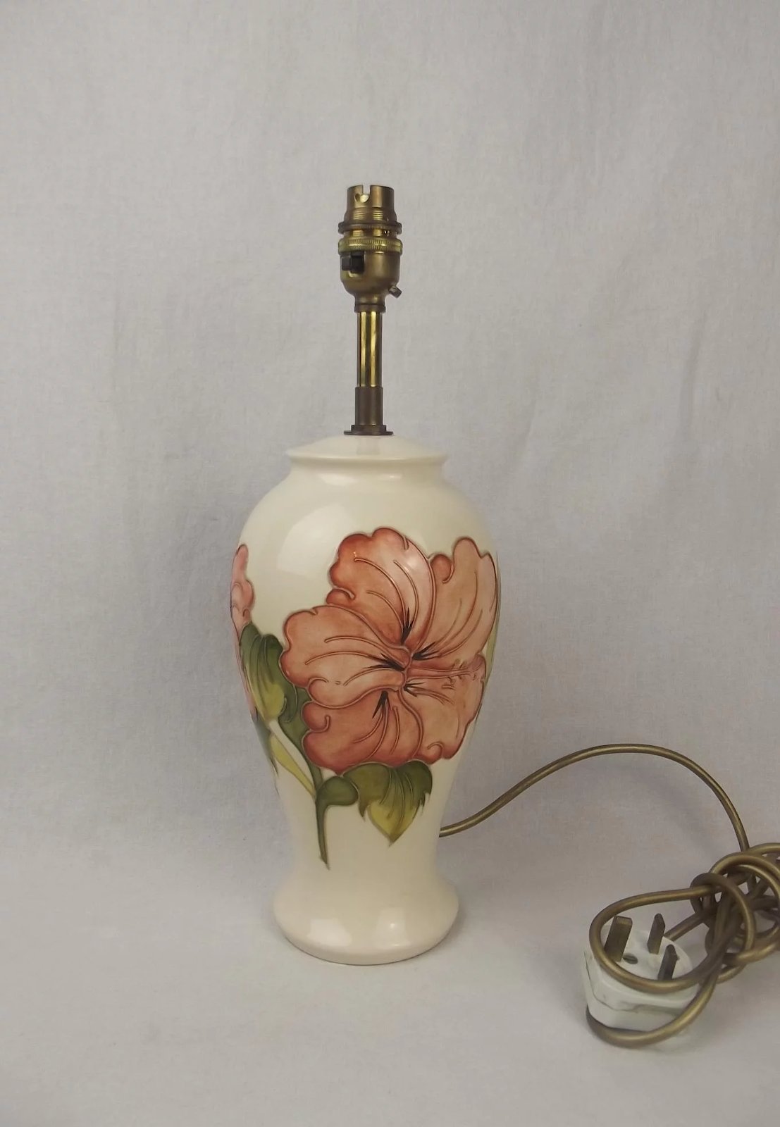 Moorcroft Hibiscus Pattern Large Ceramic Lamp Base #1
