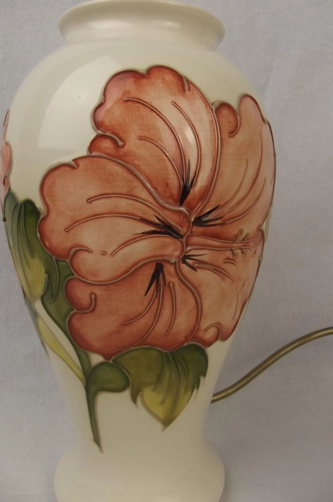 Moorcroft Hibiscus Pattern Large Ceramic Lamp Base #1 - Image 2