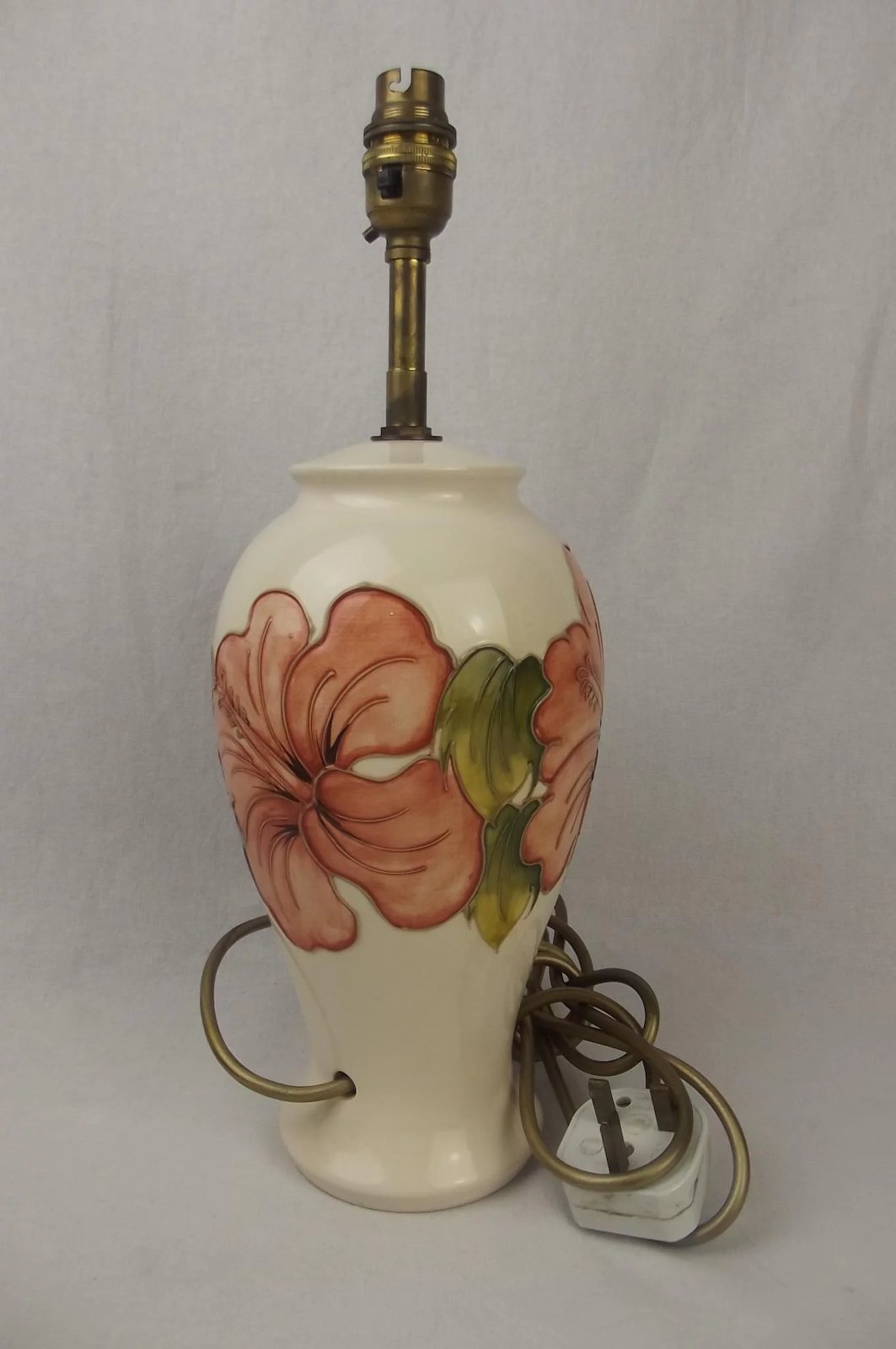 Moorcroft Hibiscus Pattern Large Ceramic Lamp Base #1 - Image 4