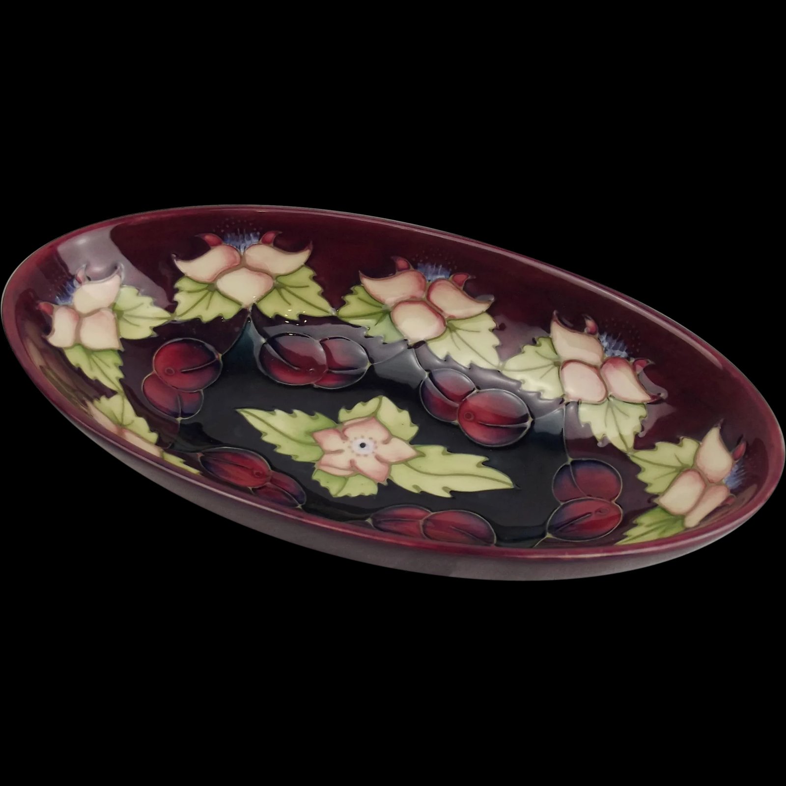 Moorcroft Morello Cherry Pattern Oval Dish c1995