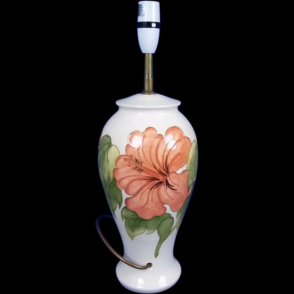 Moorcroft Pottery Hibiscus Pattern Large Ceramic Lamp Base