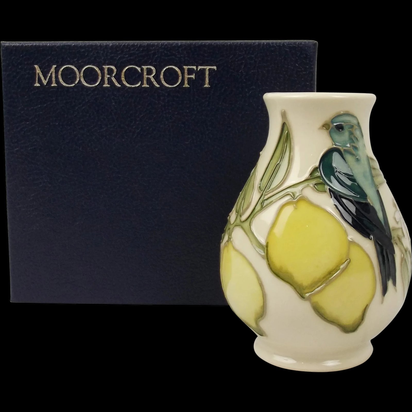 Moorcroft Pottery Small Lemon Pattern Vase - Boxed
