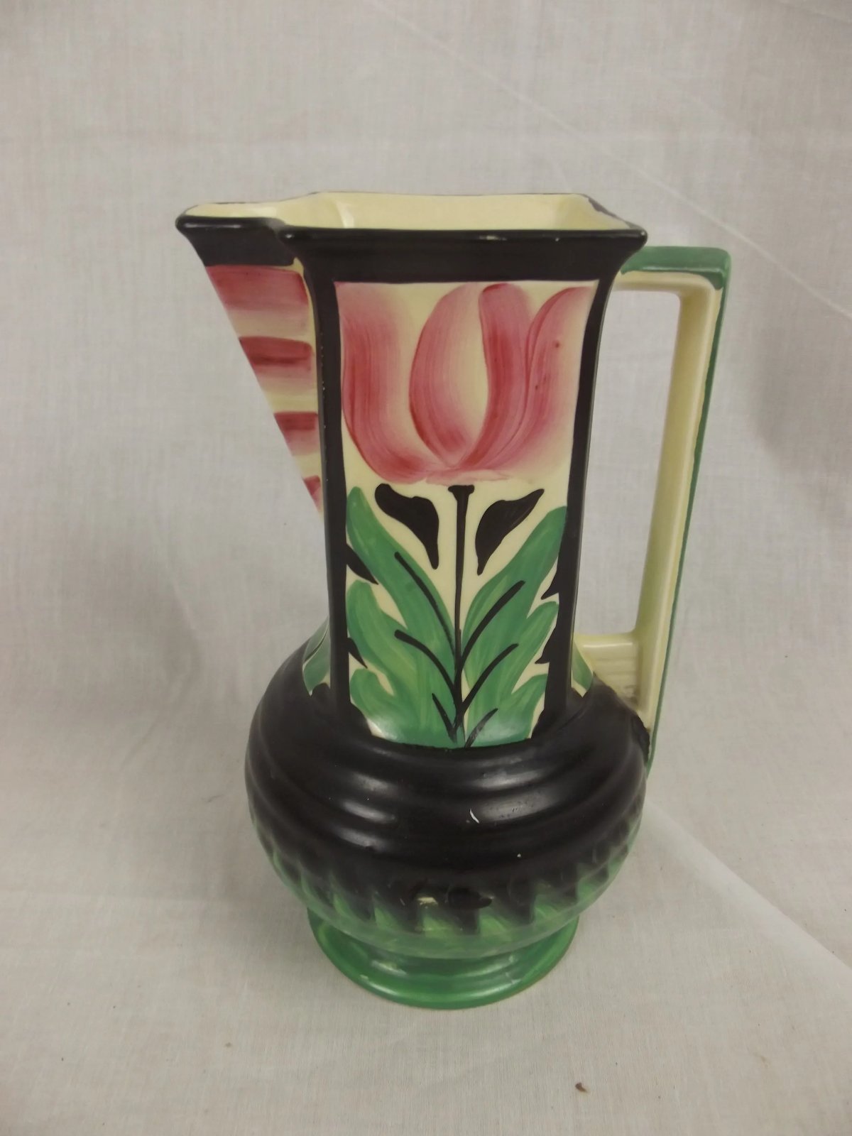 Myott, Son & Co. Art Deco Square Neck Vase With A Stylised Tulip Pattern - Image 2