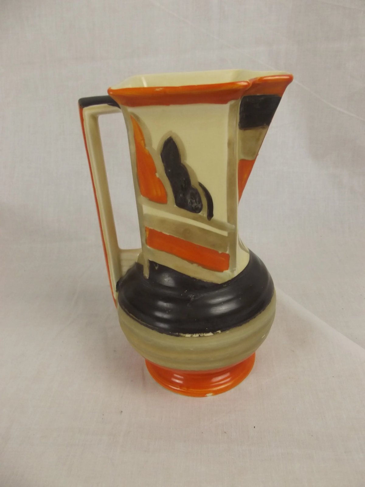 Myott, Son & Co. Art Deco Square Neck Vase In Orange And Deep Blue - Image 2