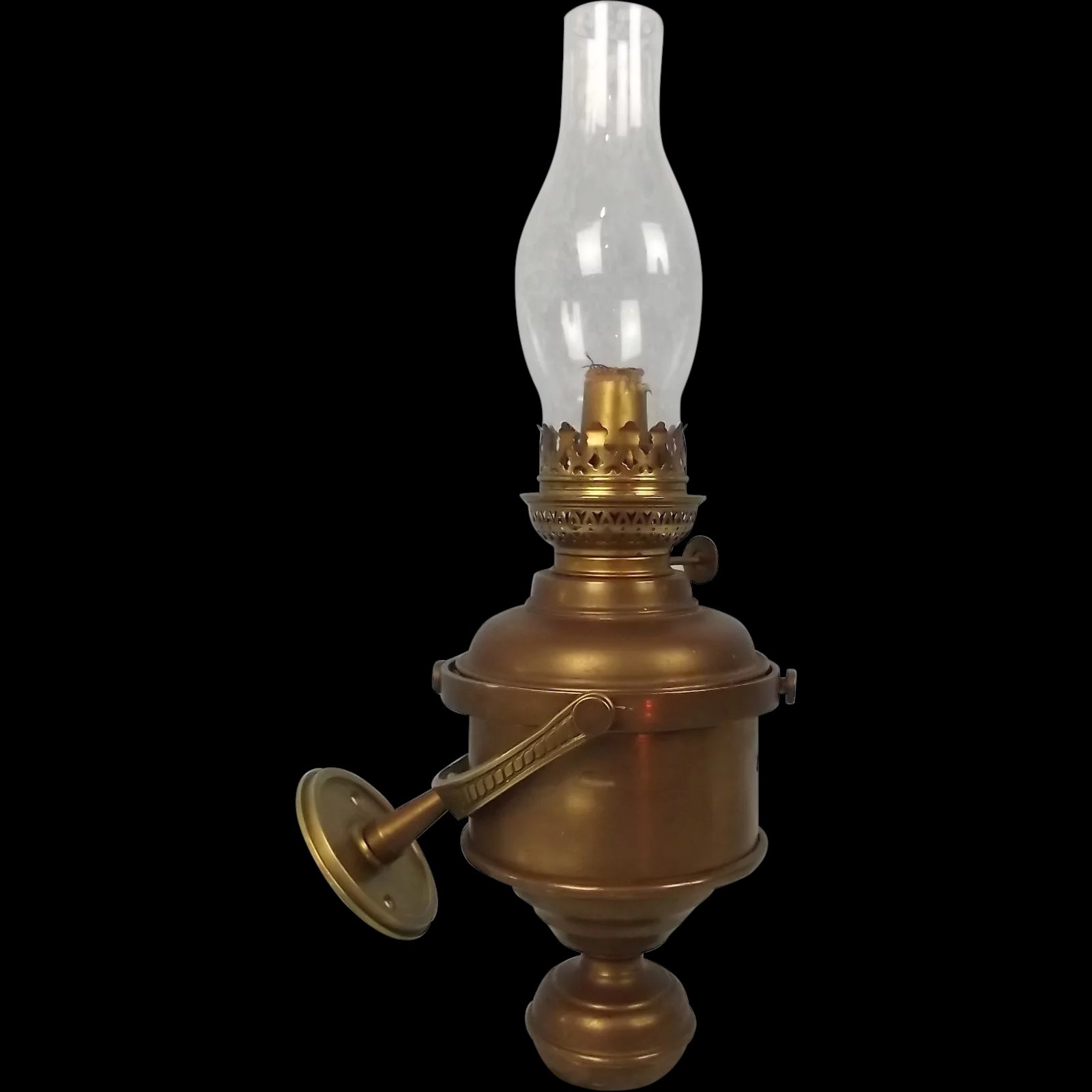 Nautical Brass Gimballed Wall Oil Lamp