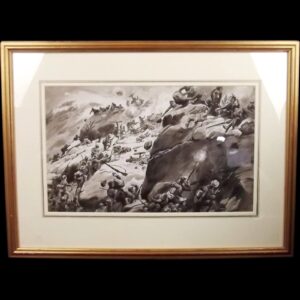 The Onslaught – Framed Watercolour By George Soper (British, 1870-1942)