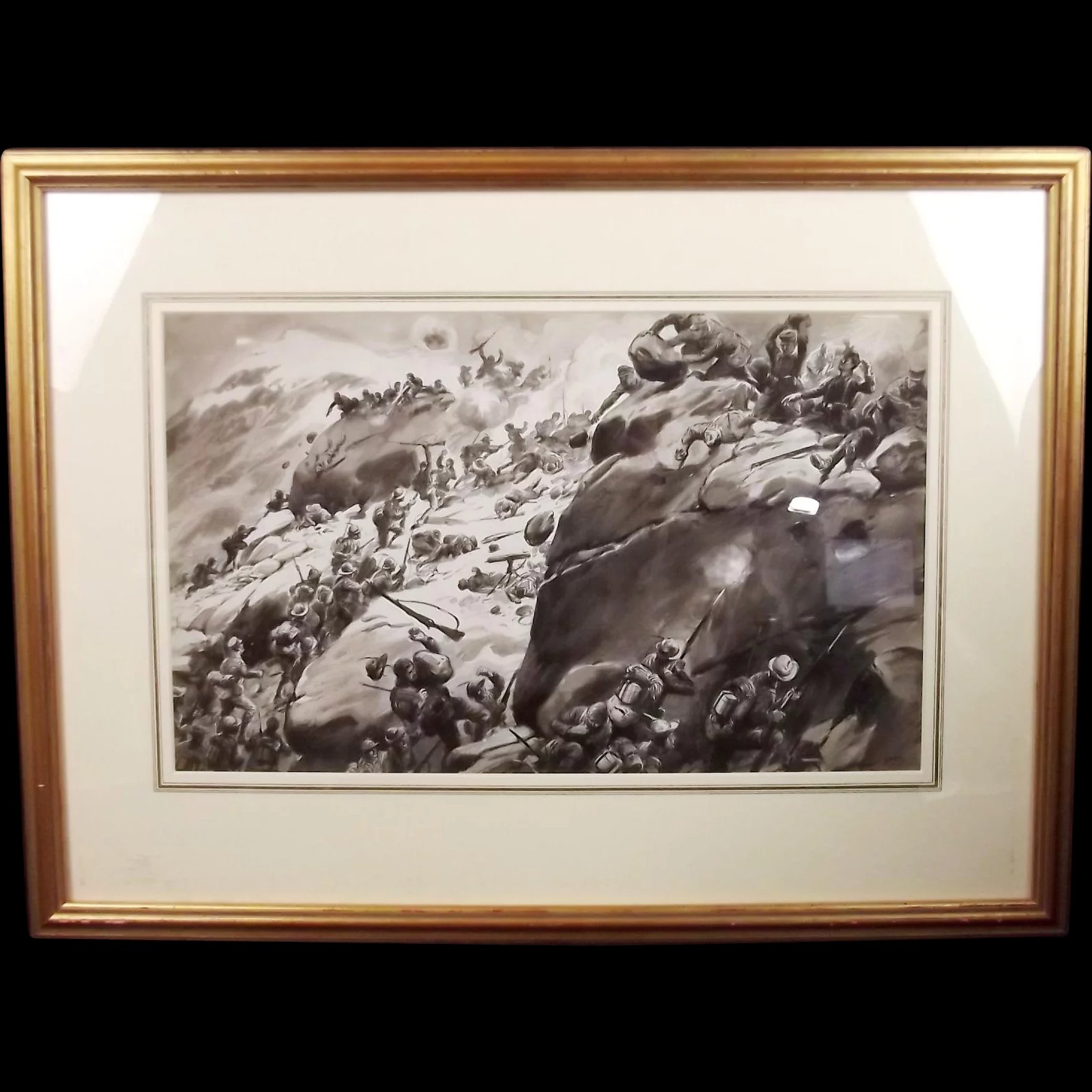 The Onslaught – Framed Watercolour By George Soper (British, 1870-1942)