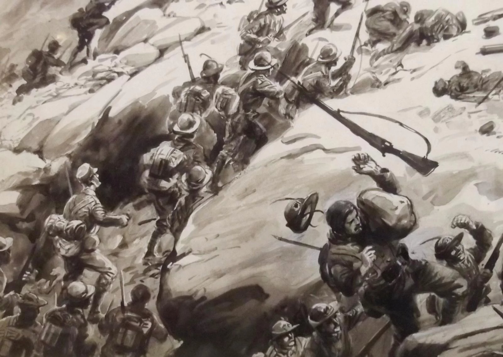 The Onslaught – Framed Watercolour By George Soper (British, 1870-1942) - Image 4