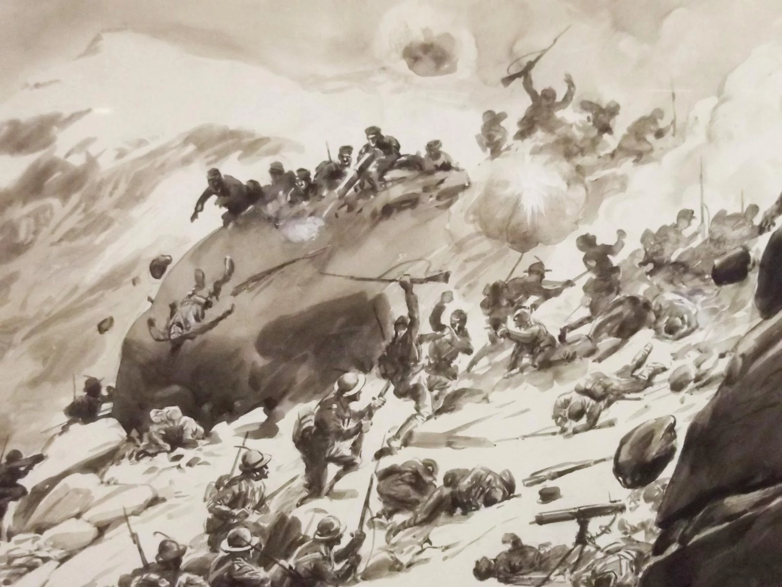 The Onslaught – Framed Watercolour By George Soper (British, 1870-1942) - Image 5