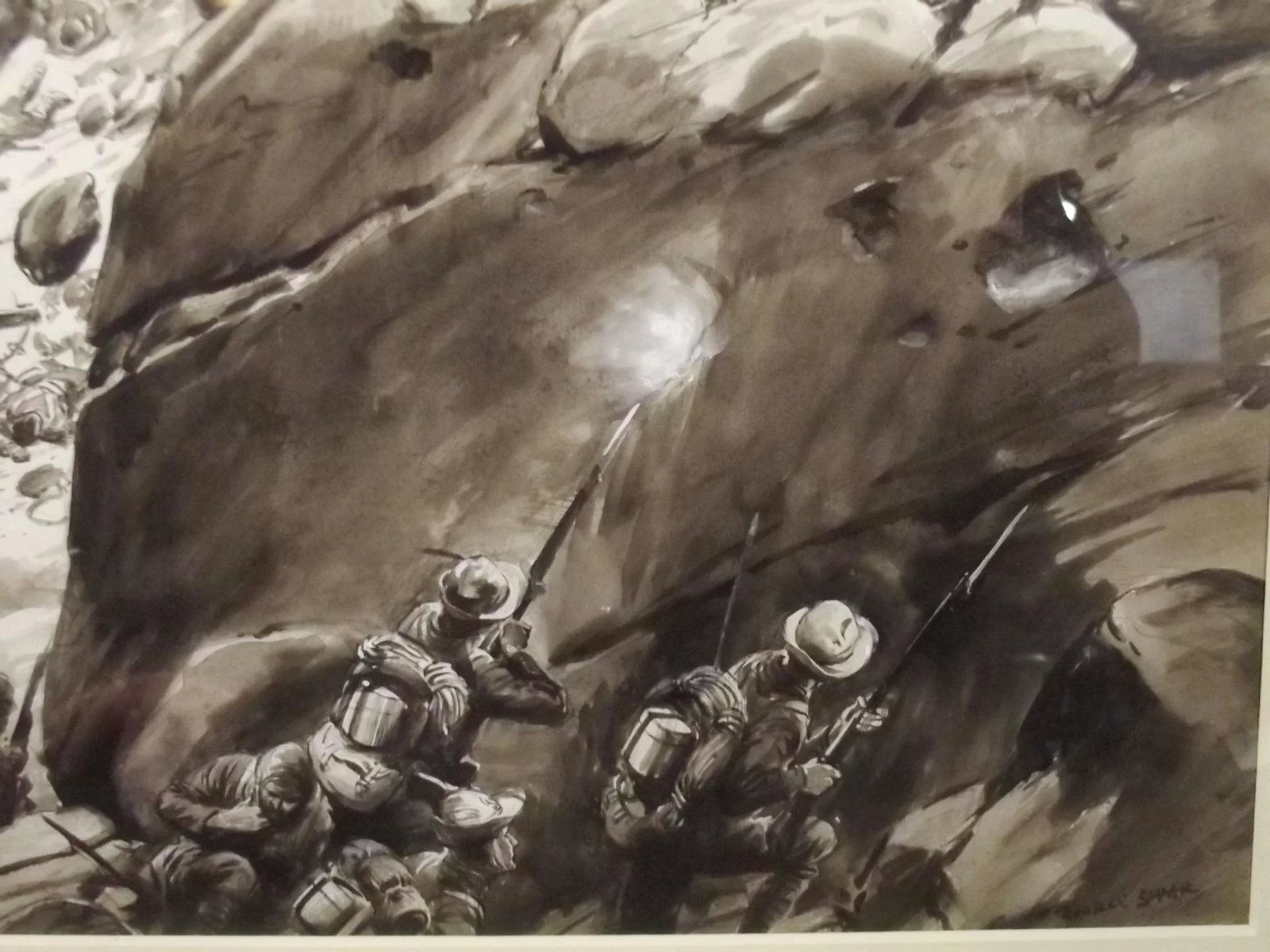 The Onslaught – Framed Watercolour By George Soper (British, 1870-1942) - Image 7
