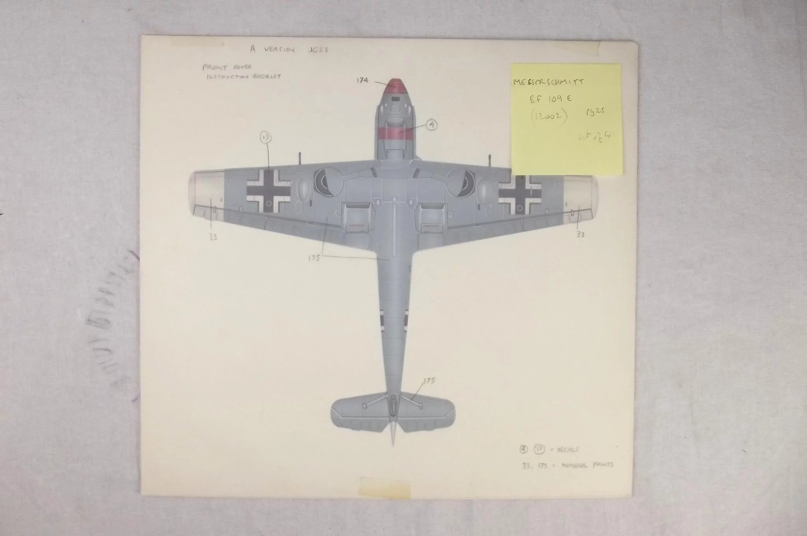 Original Set Of 4 Airfix Model 12002 Artwork 1/24 Messerschmitt BF 109E By R.L.Ward Airfix - Image 6