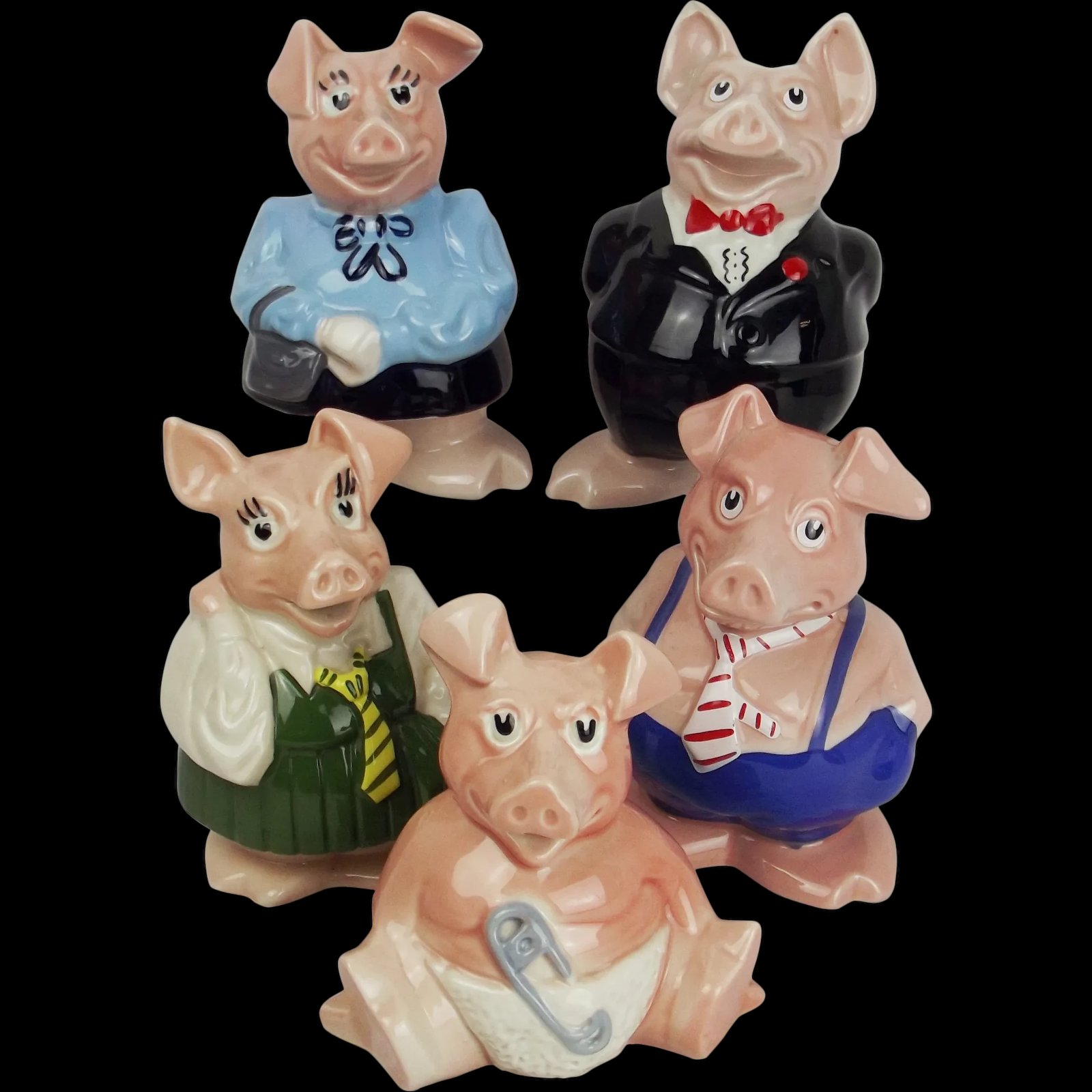 Original Set Of Five Wade Nat West Piggy Banks c1982-1988