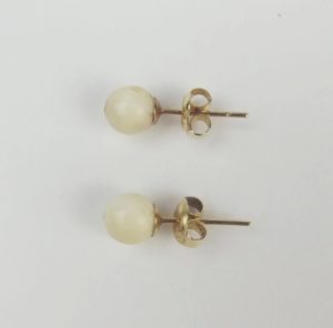 Pair Of 14ct Yellow Gold Carved Seashell Earrings