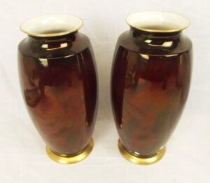 Pair Of 1930's Carlton Ware Rouge Royale Vases