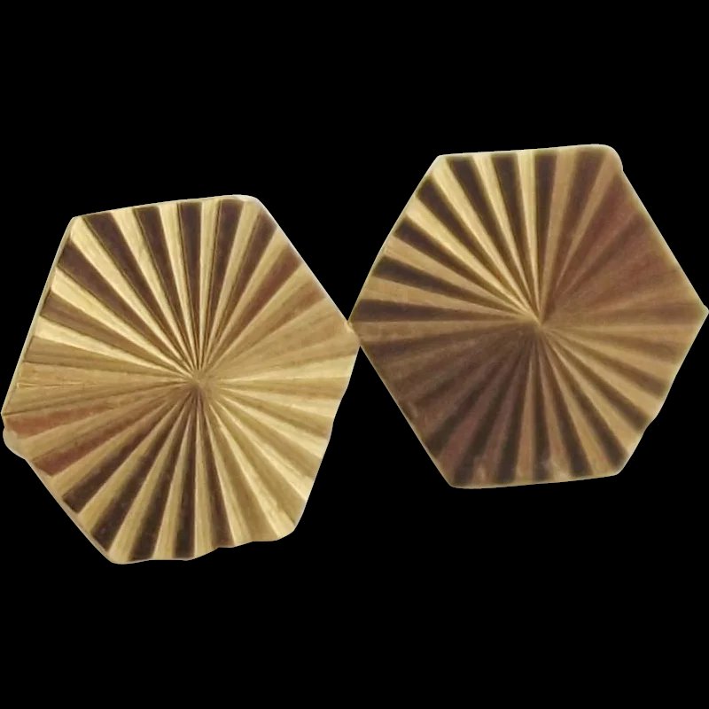 Pair Of 9ct Yellow Gold Hexagon Stud Earrings