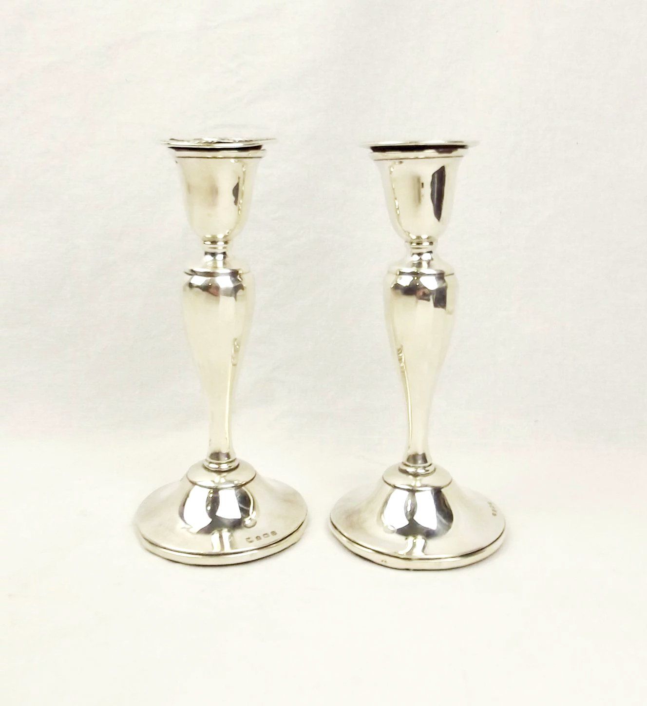 Pair Of Birmingham 1928 Silver Candlesticks