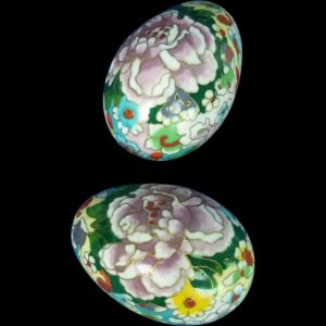 A Pair of Chinese Cloisonne Decorative Eggs c1870