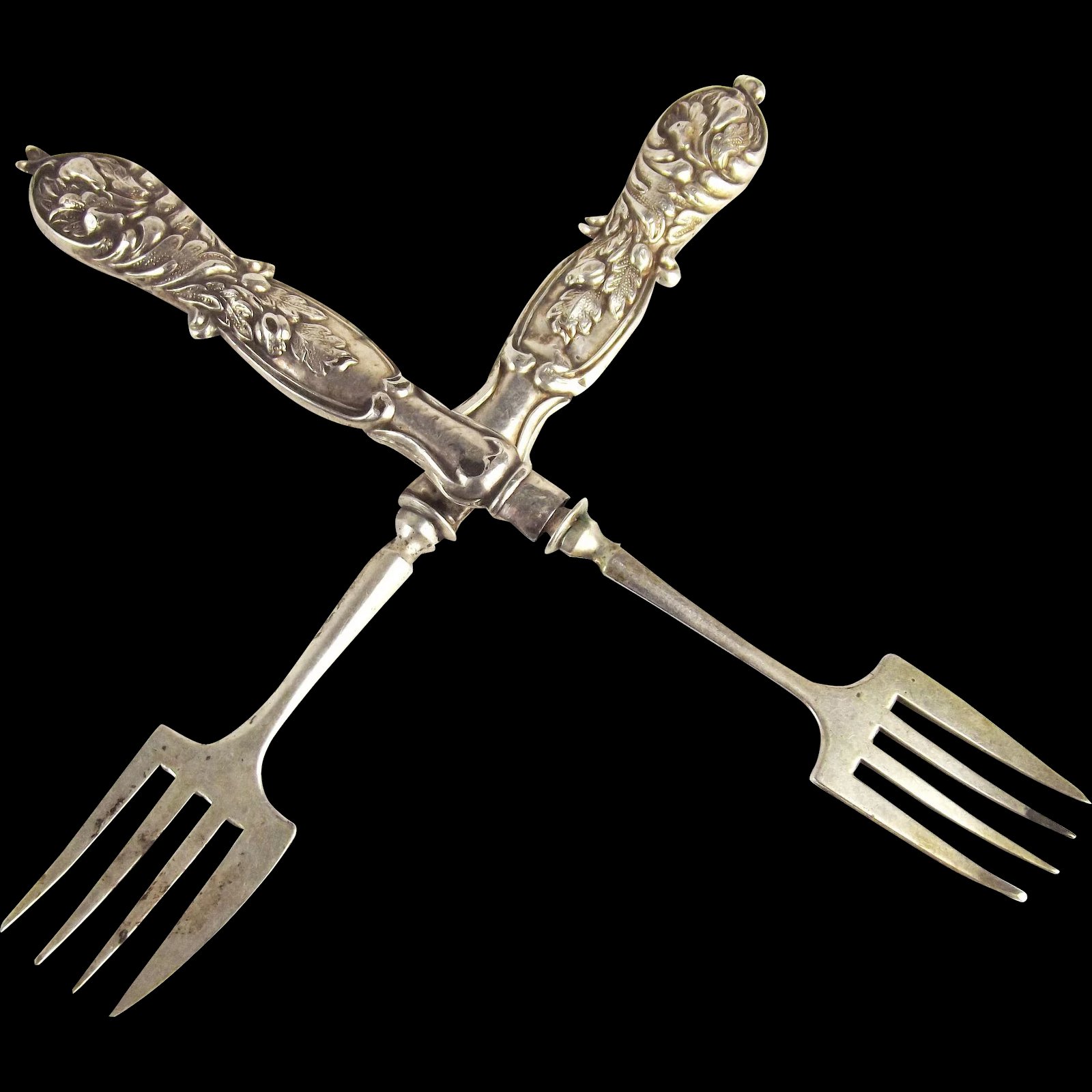 Pair Of Early 19th Century Silver Pastry Forks