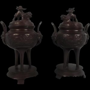 Pair Of Early 20th Century Chinese Bronze Censors