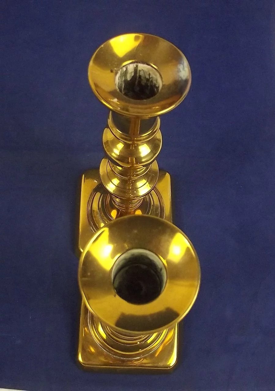 Pair Of Georgian Turned Brass Ejector Candlesticks #3 - Image 4
