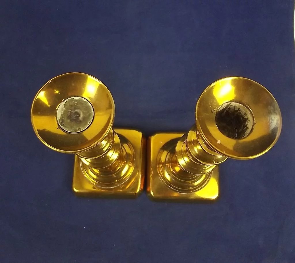 Pair Of Georgian Turned Brass Ejector Candlesticks #3 - Image 5