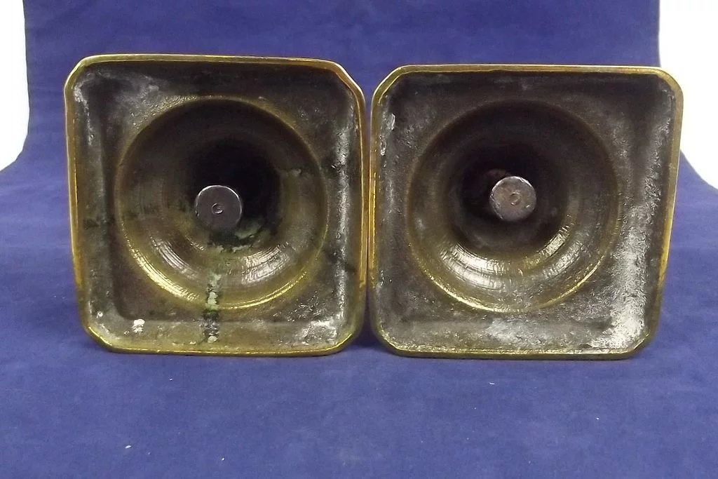 Pair Of Georgian Turned Brass Ejector Candlesticks #3 - Image 6