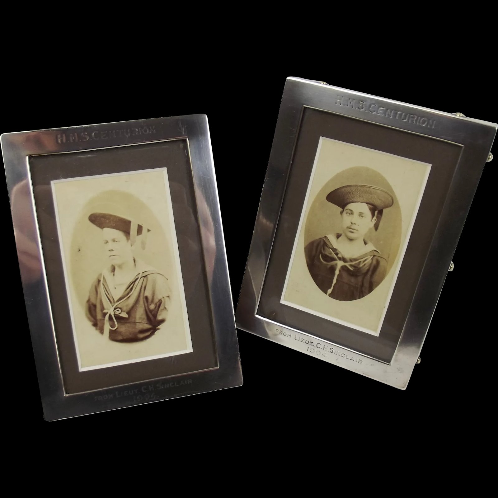 Pair Of HMS Centurion Silver Photo Frames London 1904