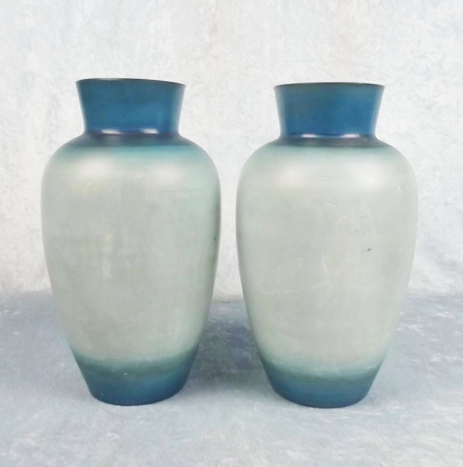 Pair Of Large Victorian Painted Glass Vases - Image 3
